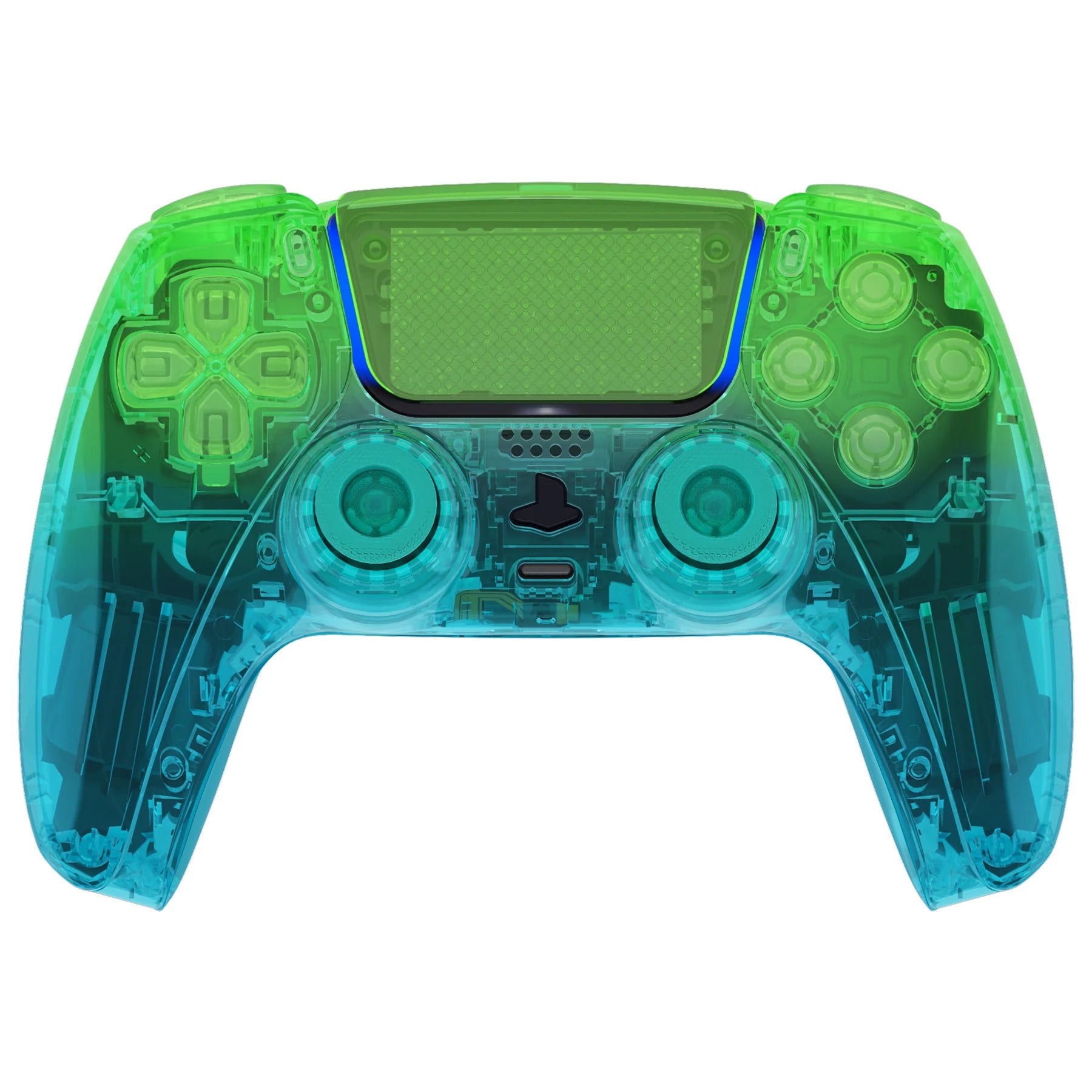 Transparent Green to Aqua PlayStation 5 Controller